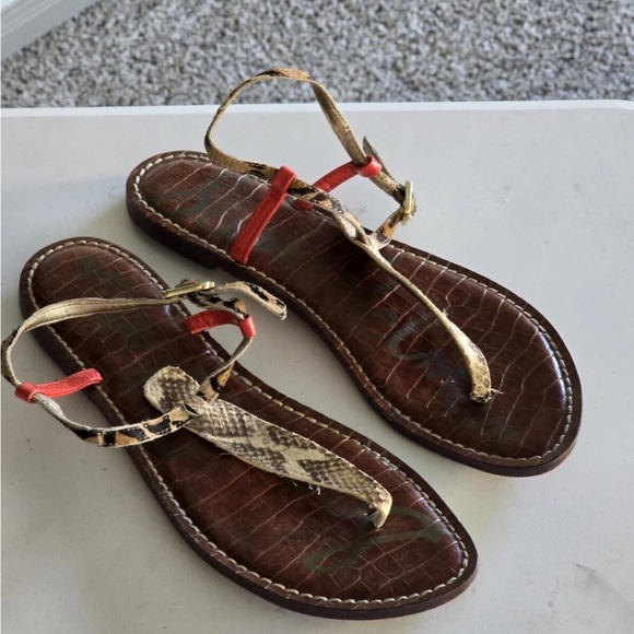 Sam Edelman Sandal Women 8/8.5 Gigi Mixed Animal Print Leather Cheetah Summer - Picture 4 of 10